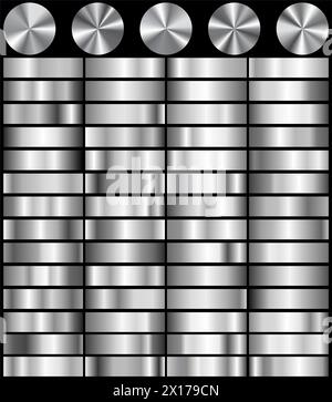 vector set of 61 unique silver gradient backgrounds. rectangular stripe  and conical silver gradient for backdrop decor design Stock Vector