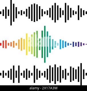 Colorful sound waves. Audio signal wave, color gradient music waveforms ...