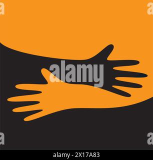 vector illustration of hugging arms. hugging love symbol. hug yourself logo. self care and happiness. hands embracing with love Stock Vector