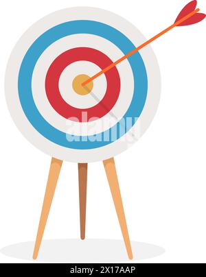 vector target with arrow, on a tripod, isolated on white background. arrow hits the target. goal achievement concept Stock Vector