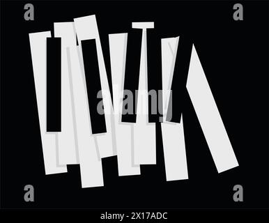 vector chaotic piano keys. modern music illustration. jazz music festival poster. template for piano concert, party, jazz session Stock Vector