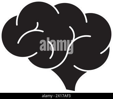 vector human brain icon isolated on white background for psychology health illustrations. simple brain silhouette Stock Vector