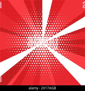 vector abstract background of red and white star burst with halftone element and white rays. energy starburst illustration Stock Vector