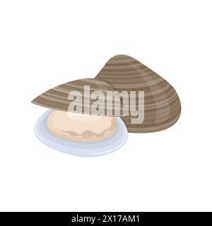 Fresh seafood ingredient clams cartoon vector isolated illustration Stock Vector