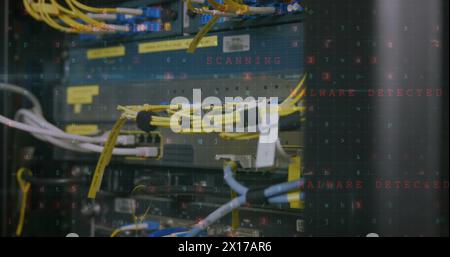 Image of security padlock over data processing on dark background Stock Photo
