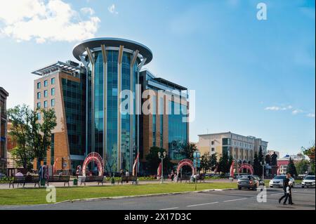 Saransk, Russia - June 5, 2023. Bolshevistskaya street, Admiral shopping center in Saransk, Russia. Stock Photo