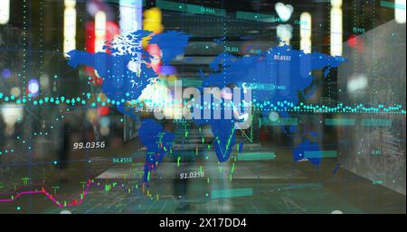 Image of data processing over world map Stock Photo