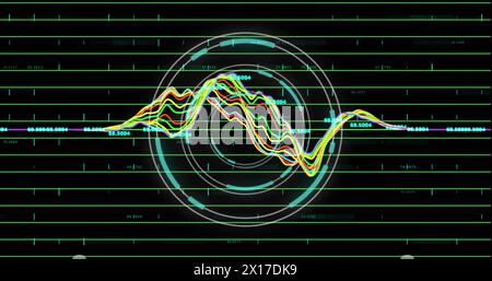 Image of processing data and rotating image image image green circles Stock Photo