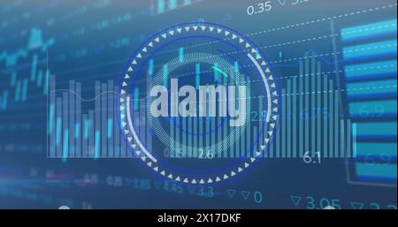 Image of scope scanning and financial data processing Stock Photo