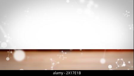 Image of white molecules floating on white background Stock Photo