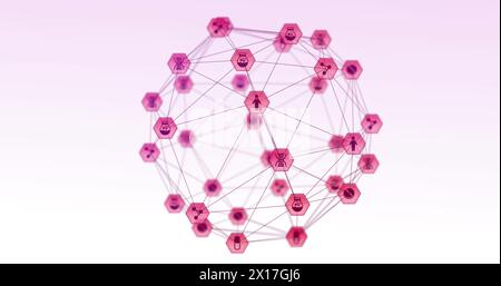 Image of network of connections with icons Stock Photo