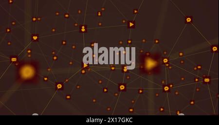 Image of network of connections with icons Stock Photo