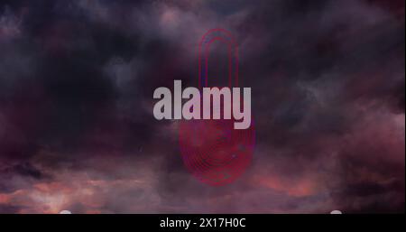 Image of clouds and storm over padlock Stock Photo