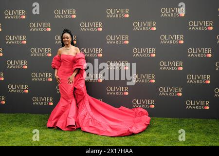 Beverley Knight photographed arriving at the Olivier Awards 2024 with Mastercard at The Royal Albert Hall, London, UK on 14 April 2024 . Picture by Julie Edwards. Stock Photo