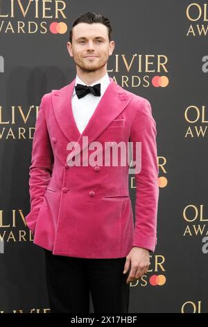 Charlie Stemp photographed arriving at the Olivier Awards 2024 with Mastercard at The Royal Albert Hall, London, UK on 14 April 2024 . Picture by Julie Edwards. Stock Photo