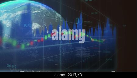 Image of globe over data processing Stock Photo