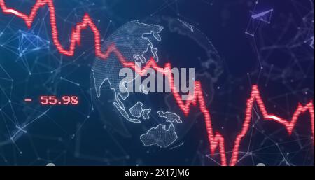 Image of globe over data processing Stock Photo