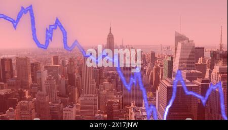 Image of cityscape over data processing Stock Photo