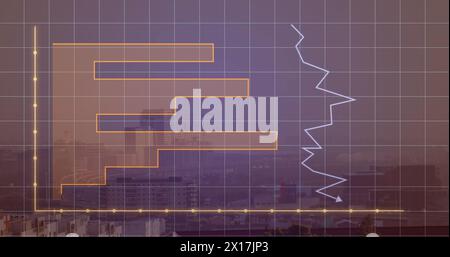 Image of cityscape over data processing Stock Photo