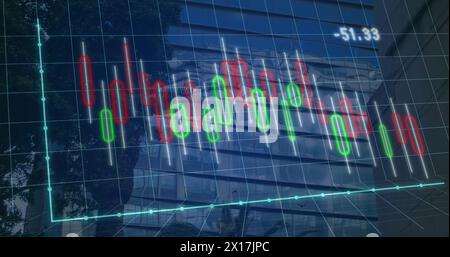 Image of cityscape over data processing Stock Photo