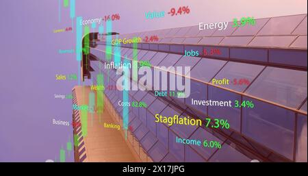 Image of cityscape over data processing Stock Photo