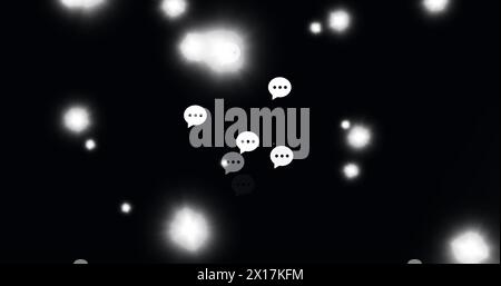 Image of social media icons over black background with white dots Stock Photo
