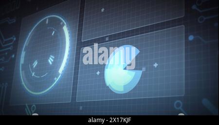 Image of data processing over dark background Stock Photo