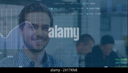Image of data processing over businessman Stock Photo
