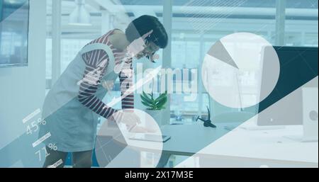 Image of data processing over asian businesswoman Stock Photo