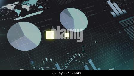 Image of statistics and data processing over screen Stock Photo