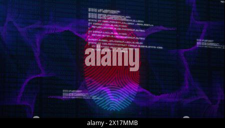 Image of security biometric fingerprint and data processing Stock Photo