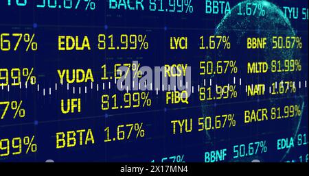 Image of financial data processing over digital screen Stock Photo