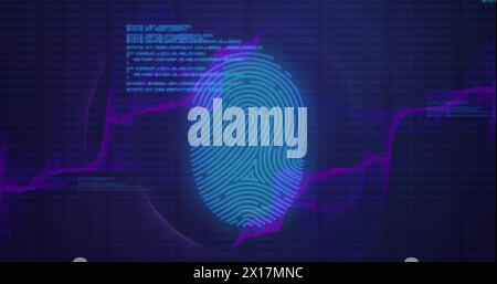 Image of security biometric fingerprint and data processing Stock Photo