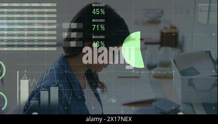 Image of financial data processing over statistics statistical data processing Stock Photo