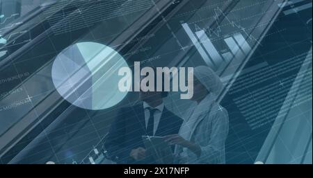 Image of financial data processing over financial data on digital screen Stock Photo