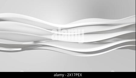Image of white gradient layers waving over white to grey gradient background Stock Photo