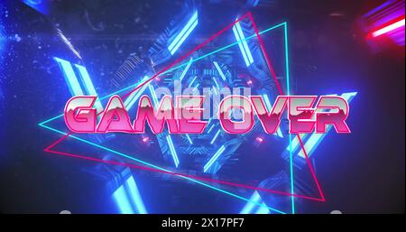 Image of game over text over neon pattern background Stock Photo