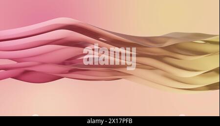 Image of pink to yellow gradient layers waving over gradient background Stock Photo