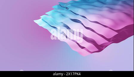 Image of pink to blue gradient layers waving over gradient background Stock Photo