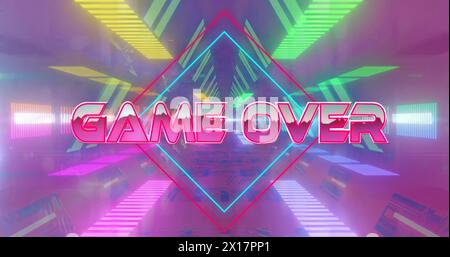 Image of game over text over neon pattern background Stock Photo