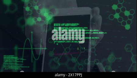 Image of financial data processing over payment terminal Stock Photo