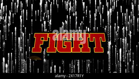 Image of fight text over data processing on dark background Stock Photo