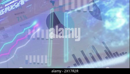Image of graphs and data over digital screen Stock Photo