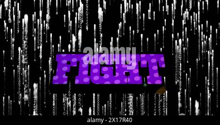 Image of fight text over data processing on dark background Stock Photo