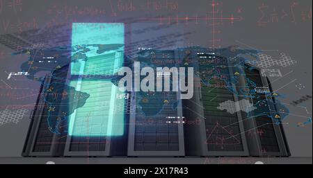 Image of data processing over servers Stock Photo