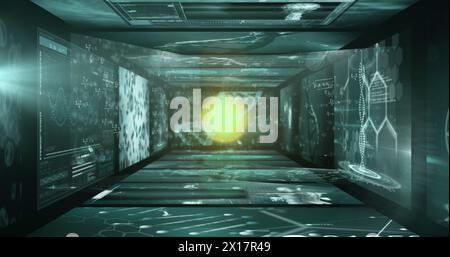 Image of data processing and digital screens with data Stock Photo