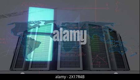 Image of data processing over servers Stock Photo