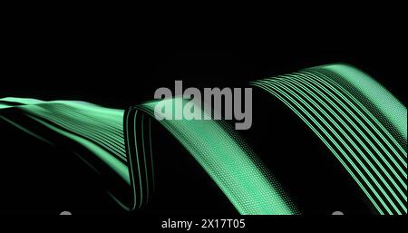 Image of binary coding and data processing over light trails Stock Photo