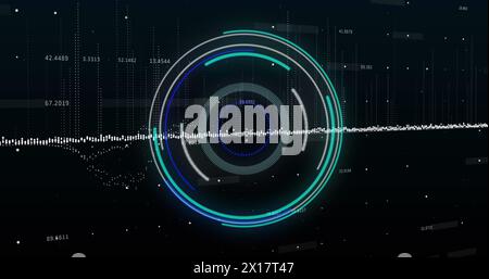 Image of numbers and data processing over scope scanning Stock Photo