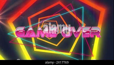 Image of game over text over neon pattern Stock Photo